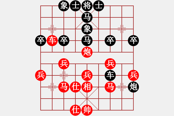 象棋棋譜圖片：j中炮進(jìn)三兵對左炮封車轉(zhuǎn)半途列炮（ 紅進(jìn)炮打馬 ）ameswong(5段)-勝-南地球(5段) - 步數(shù)：40 