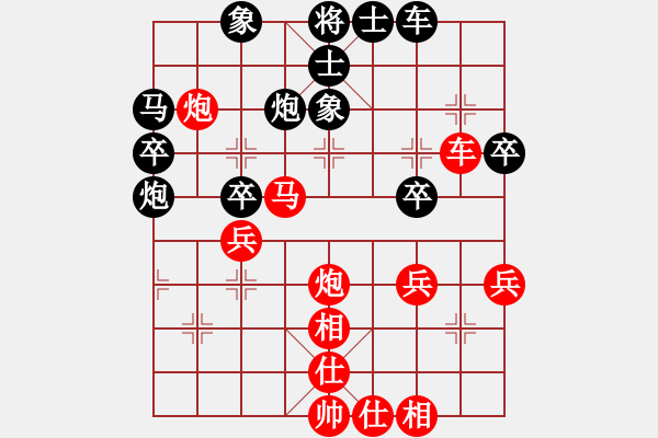 象棋棋譜圖片：葬心紅勝窗外陽光燦爛【仙人指路轉(zhuǎn)左中炮對卒底炮轉(zhuǎn)順炮】 - 步數(shù)：40 