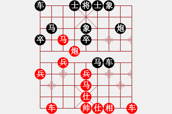 象棋棋譜圖片：負(fù)分太后 魚[紅] -VS- ☆紅蓮騎士☆[黑] - 步數(shù)：30 