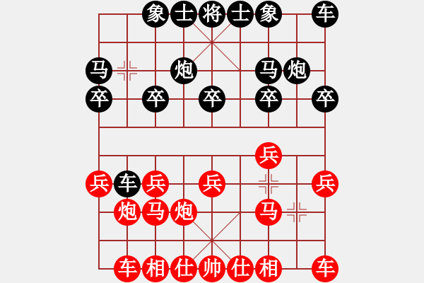 象棋棋譜圖片：過宮炮強(qiáng)攻右路：偏鋒炮王[紅] -VS- Startp[黑] - 步數(shù)：10 