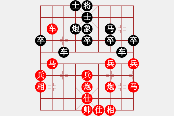 象棋棋譜圖片：五七炮不進(jìn)兵對(duì)屏風(fēng)馬進(jìn)7卒 - 步數(shù)：40 