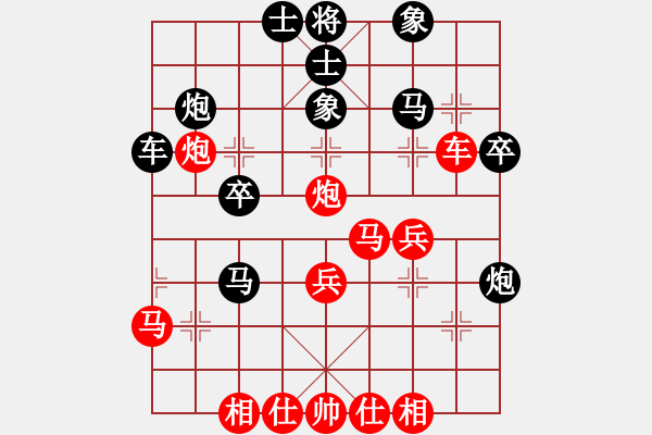 象棋棋譜圖片：她山之石(9星)-勝-戰(zhàn)魂(風(fēng)魔)五七炮互進(jìn)三兵對屏風(fēng)馬邊卒右馬外盤河 紅左橫車對黑飛右象 - 步數(shù)：40 