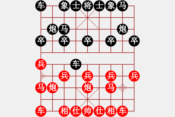 象棋棋譜圖片：六一一九(5級(jí))-負(fù)-遼陽鐵劍(初級(jí))中炮對(duì)單提馬橫車過宮紅進(jìn)邊馬 - 步數(shù)：10 