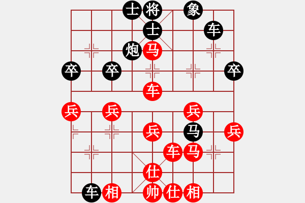 象棋棋譜圖片：中炮對(duì)屏風(fēng)馬左馬盤(pán)河右橫車紅棄車（紅勝） - 步數(shù)：40 