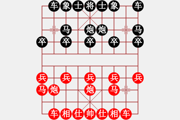 象棋棋譜圖片：列炮局黑56炮左邊馬右正馬（紅勝） - 步數(shù)：10 