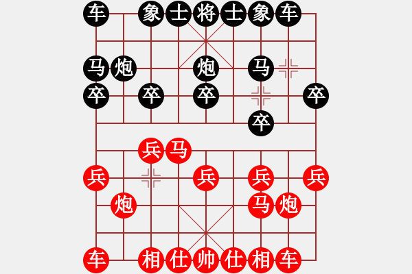 象棋棋譜圖片：后補(bǔ)列炮：進(jìn)炮串打得子＿踩雙臥槽取勝！ - 步數(shù)：10 