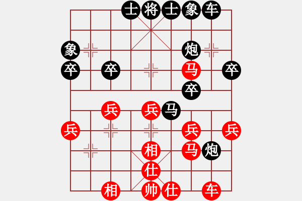 象棋棋譜圖片：后補(bǔ)列炮：進(jìn)炮串打得子＿踩雙臥槽取勝！ - 步數(shù)：30 