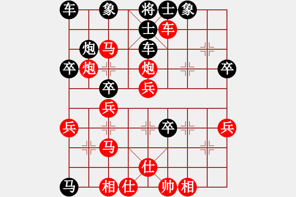 象棋棋譜圖片：第032局中炮過河車對(duì)屏風(fēng)馬(紅進(jìn)中兵黑外馬捉車)式 - 步數(shù)：40 