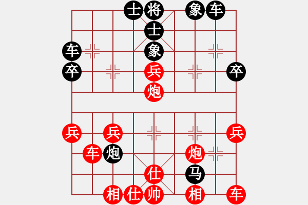 象棋棋譜圖片：鴛鴦炮：貽誤戰(zhàn)機(jī) 抽車險(xiǎn)勝 - 步數(shù)：40 