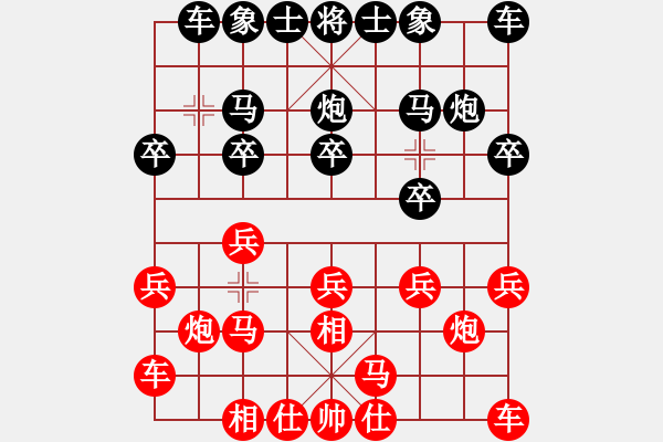 象棋棋谱图片：湖北 李雪松 和 上海 万春林 - 步数：10 