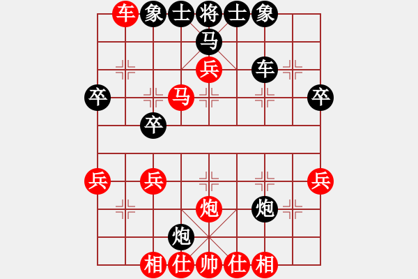 象棋棋譜圖片：順炮：紅橫六車再巡河炮 勝 黑直車雙正馬 - 步數：40 