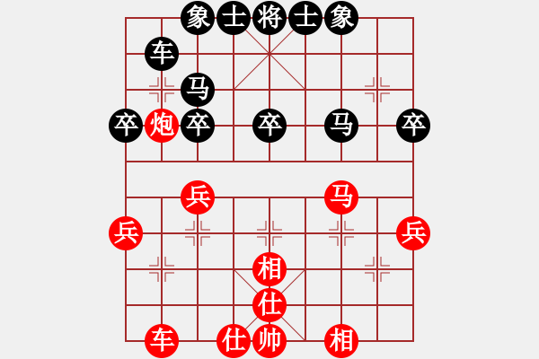 象棋棋譜圖片：9702局 D50-中炮對列炮-旋九專雙核-新手 紅先和 小蟲引擎24層 - 步數(shù)：30 