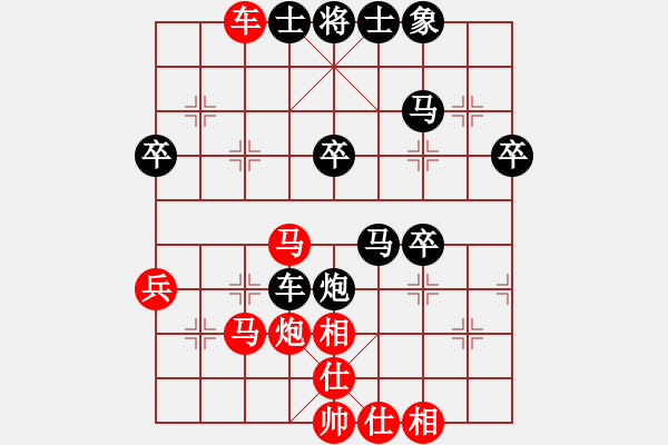 象棋棋譜圖片：過(guò)宮炮對(duì)進(jìn)7卒黑方的反擊1變例 - 步數(shù)：40 