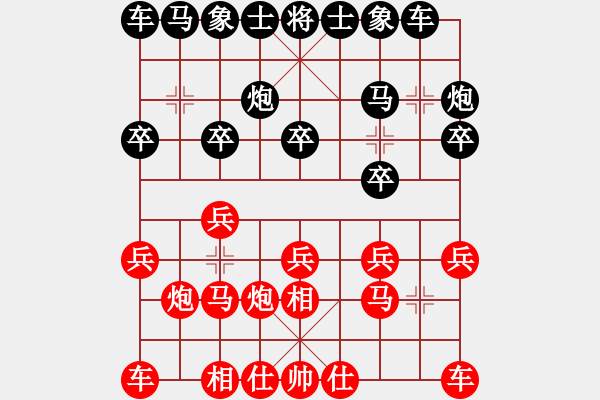 象棋棋譜圖片：中國(guó)象棋業(yè)余對(duì)局魯金貴先對(duì)康哲祺 - 步數(shù)：10 