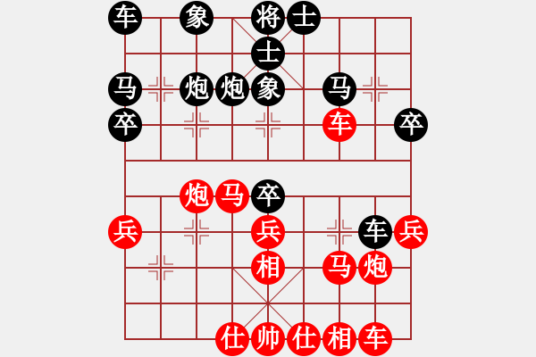 象棋棋譜圖片：葬心紅勝77198168【仙人指路對士角炮或過宮炮】 - 步數(shù)：30 