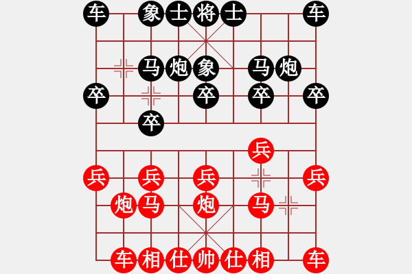 象棋棋譜圖片：池中清水[紅先勝] -VS- 雨一直下63[黑] 起馬互進(jìn)七兵局 - 步數(shù)：10 