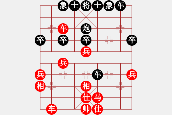 象棋棋譜圖片：業(yè)九二　負(fù) 昆侖　　 C13 中炮右橫車對屏風(fēng)馬 紅邊炮 - 步數(shù)：40 