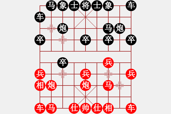 象棋棋譜圖片：行者必達(dá)[紅] -VS- 小海螺[黑]【仙人指路轉(zhuǎn)中炮 勝 進(jìn)馬轉(zhuǎn)卒底炮】 - 步數(shù)：10 