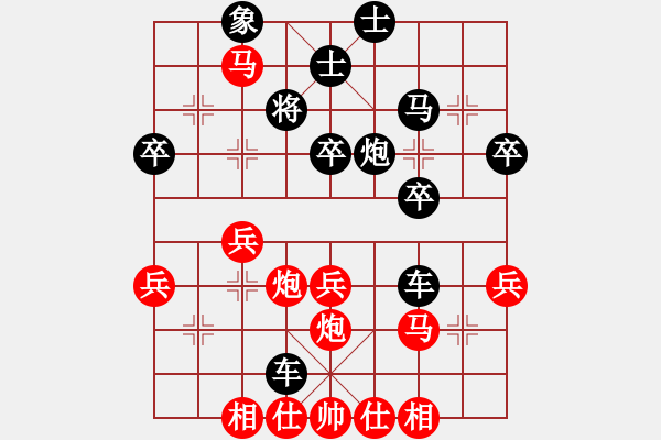 象棋棋譜圖片：勝利的藝術(shù)與偏見(jiàn)：偏鋒炮王[紅] -VS- pengweigaoneng[黑] - 步數(shù)：40 