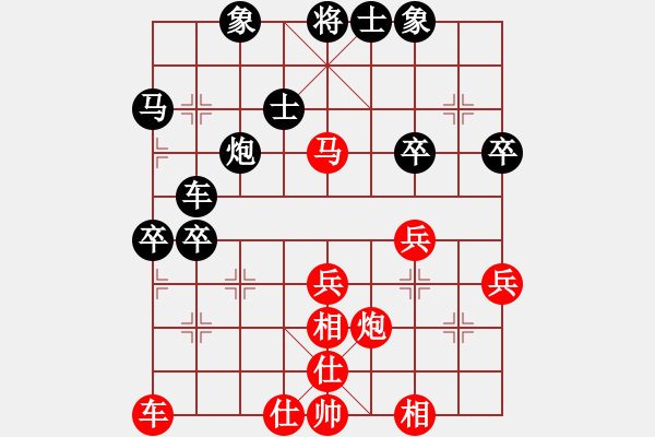 象棋棋譜圖片：無(wú)敵路人 甲[紅] -負(fù)-行者必達(dá) [黑]【 順炮直車(chē)對(duì)橫車(chē) 紅先上仕】 - 步數(shù)：40 