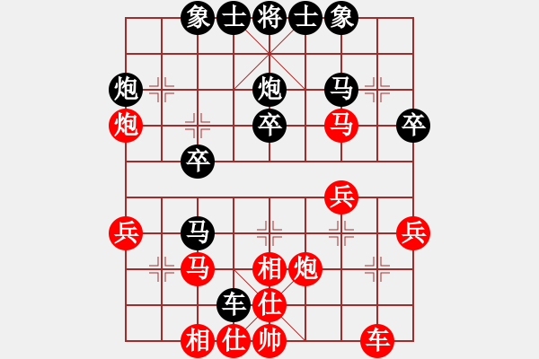 象棋棋譜圖片：天涯小刀(2段)-負(fù)-粱山黎明(5段)順炮直車對緩開車 黑邊炮 - 步數(shù)：30 