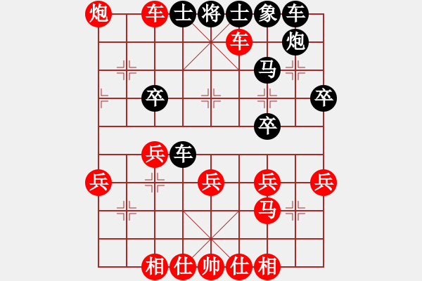 象棋棋譜圖片：實戰(zhàn)428 C33 中炮過河車互進七兵對屏風(fēng)馬右橫車 紅8回合脫譜車四進三 實戰(zhàn)428 - 步數(shù)：33 