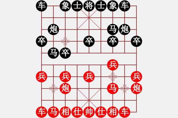 象棋棋譜圖片：sxin(玉泉)-和-lyjhh(玉泉)對(duì)兵局紅平邊炮 - 步數(shù)：10 