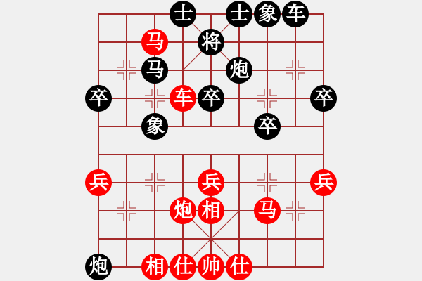 象棋棋譜圖片：紅雙喜HXX紅負(fù)葬心【中炮七路馬對屏風(fēng)馬 紅左馬盤河】 - 步數(shù)：40 