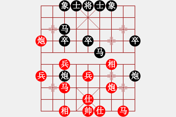 象棋棋譜圖片：92局 A30- 飛相對左過宮炮-BugChess Plus 19-07-08 x64(7層) ( - 步數(shù)：30 