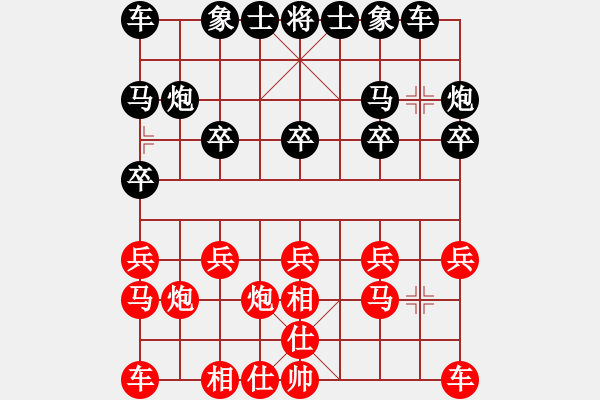 象棋棋谱图片：第55局 红进边马对黑三步虎 - 步数：10 