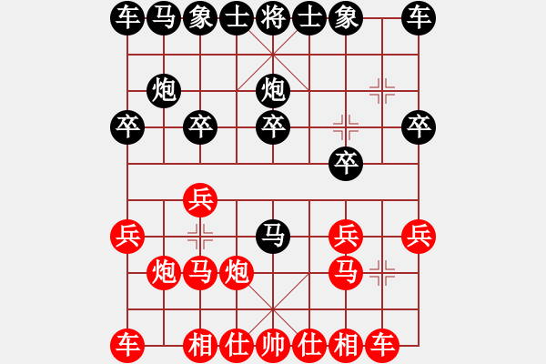 象棋棋譜圖片：過(guò)宮炮對(duì)黑7路卒左中炮（平穩(wěn)）旋風(fēng)V5.0拆棋 - 步數(shù)：10 