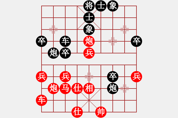 象棋棋譜圖片：中炮里馬過(guò)河車(chē)對(duì)屏風(fēng)馬平炮兌車(chē)分析一例 - 步數(shù)：40 