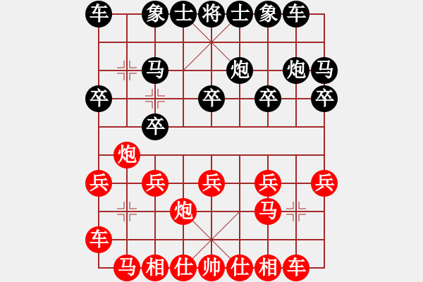 象棋棋谱图片：过宫炮对黑3路卒右过宫炮（和棋） - 步数：10 