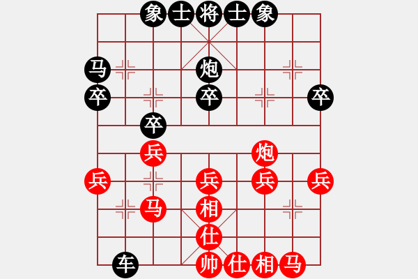 象棋棋譜圖片：2006年弈天迪瀾杯聯(lián)賽第七輪：逍遙二號(5r)-勝-聽雨軒葬花(1段) - 步數(shù)：30 