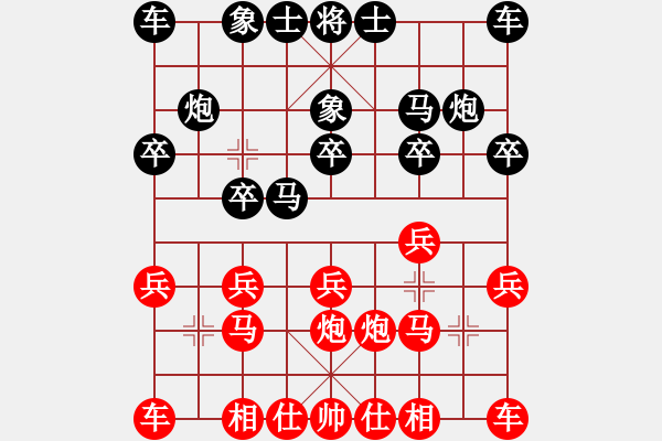 象棋棋譜圖片：中炮進(jìn)三兵對屏風(fēng)馬象七進(jìn)五 - 步數(shù)：10 