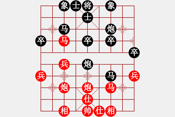 象棋棋譜圖片：王振生先勝徐向陽（中炮對(duì)列炮，12-04-06于葡萄園） - 步數(shù)：30 