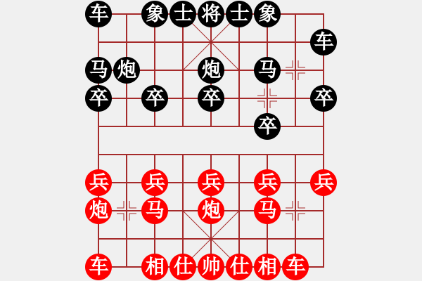 象棋棋谱图片：顺炮对缓开车 - 步数：10 