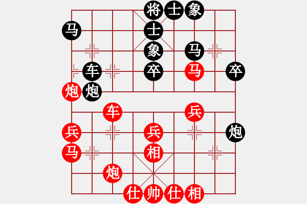 象棋棋譜圖片：純?nèi)舜?月將)-勝-看湖的(9段) 五七炮互進(jìn)三兵對(duì)屏風(fēng)馬邊卒右馬外盤河 - 步數(shù)：40 