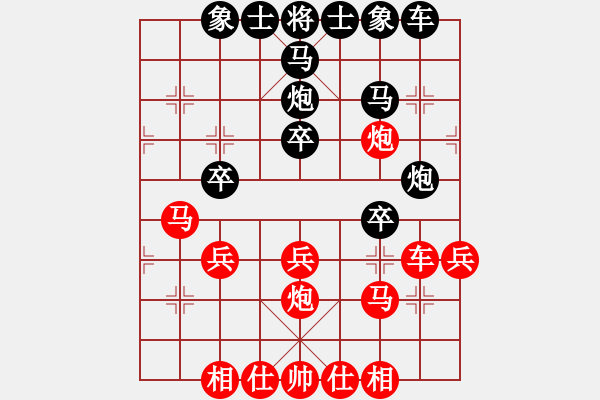 象棋棋譜圖片：五八炮互進(jìn)三兵對屏風(fēng)馬黑進(jìn)邊卒 （兵九進(jìn)一） 狂沙吹盡(無極)-負(fù)-碧波戰(zhàn)神(電神) - 步數(shù)：30 