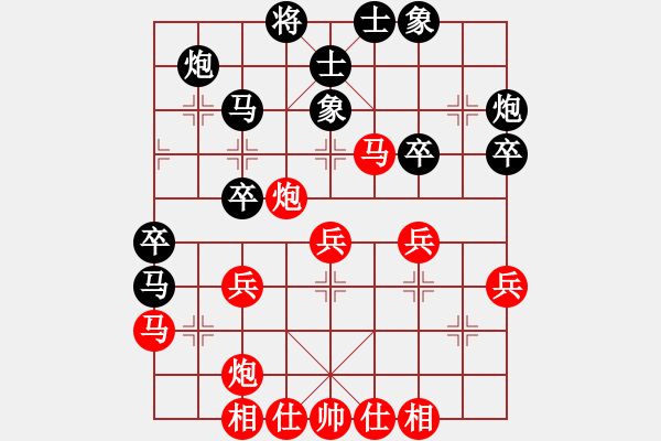 象棋棋谱图片：何静 负 马麟 57炮3兵 屏马3卒右象 红车平6 - 步数：40 