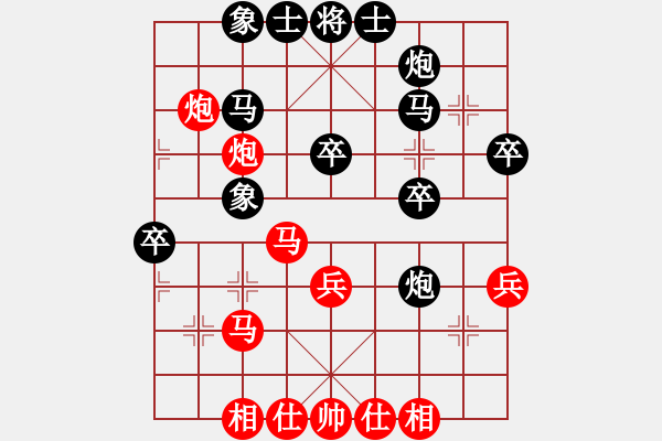 象棋棋譜圖片：人機(jī)布局王(無(wú)極)-和-聯(lián)盟草味(北斗)-五六炮過(guò)河車(chē) - 步數(shù)：40 