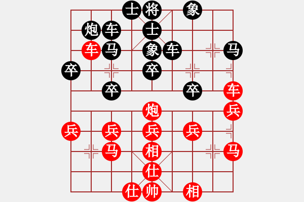 象棋棋譜圖片：挖墻角zzz紅負(fù)葬心【過(guò)宮炮對(duì)橫車】 - 步數(shù)：30 