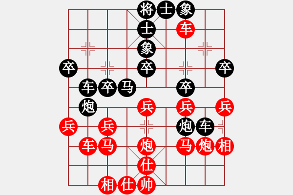 象棋棋譜圖片：中炮七路馬對(duì)屏風(fēng)馬雙炮過(guò)河  黑棄馬   （紅上左士）  天下無(wú)名(4段)-負(fù)-zhhsyy(5段) - 步數(shù)：30 