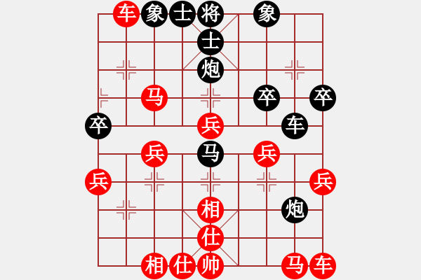 象棋棋譜圖片：負(fù)分太后 魚(yú)[紅] -VS- 神采飛揚(yáng)[黑]（1） - 步數(shù)：30 