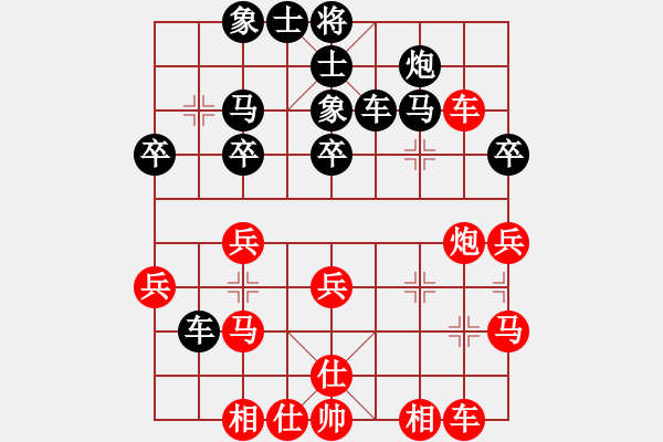 象棋棋譜圖片：Ｗǒ(灬鈦傻[紅] -VS- 臭棋筐子[黑] - 步數(shù)：30 