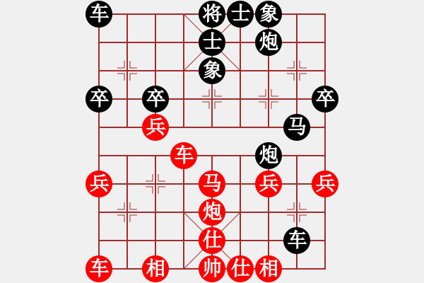 象棋棋譜圖片：20170712 先和蝶舞 中炮過(guò)河車對(duì)屏風(fēng)馬平炮兌車 黑車8進(jìn)8 兵五進(jìn)一 炮9平5 仕六進(jìn)五 - 步數(shù)：40 