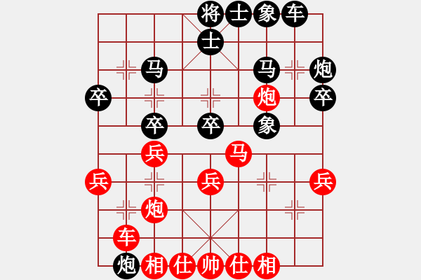 象棋棋譜圖片：快馬飛刀（神一） VS 昆侖 飛刀 中炮巡河車對屏風(fēng)馬 紅不進左馬 - 步數(shù)：30 