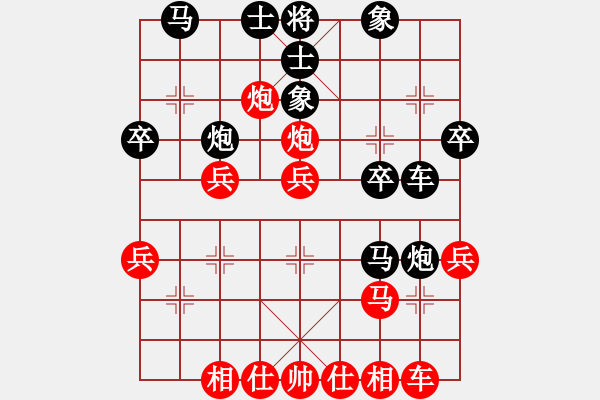 象棋棋譜圖片：JDK五六炮進(jìn)七兵正馬雙直車對(duì)屏風(fēng)馬雙直車雙炮過河 - 步數(shù)：30 