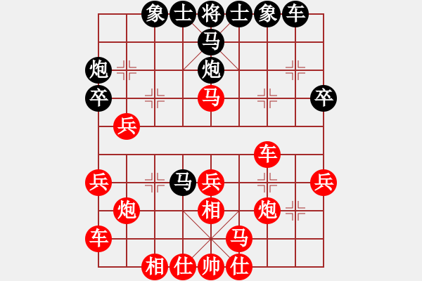 象棋棋谱图片：2020.1.10.2李萌萌攻擂胜王朋杰 - 步数：30 