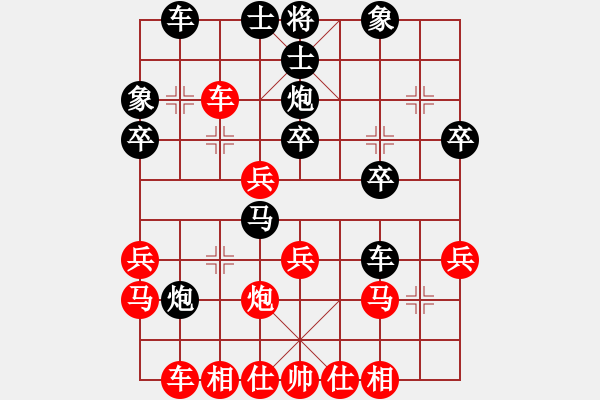 象棋棋譜圖片：地主千金xiaoxiao[紅]先負(fù) 贏一盤實(shí)在難[黑]順炮直車對(duì)緩開(kāi)車 - 步數(shù)：30 